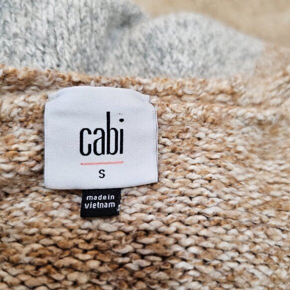 Women's Cabi 3886 Tilt Cardigan Sweater Gray Tan Diagonal Colorblock Snap Size S - Picture 5 of 8